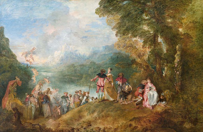 Антуан Ватто " Прибытие на остров Киферу" ( 1717 год). Холст, масло 