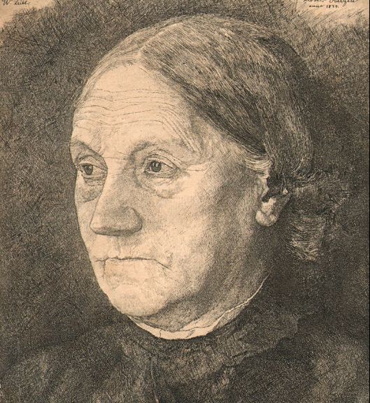 Вильгельм Лейбль " Портрет матери Гертруды Лейбль" . Офорт ( 1879 год). 