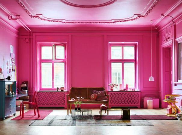 Насыщенный розовый цвет в интерьере 
