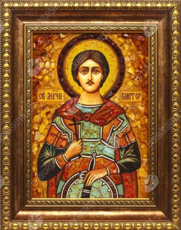 Икона из янтаря Святой мученик Виктор Дамасский 