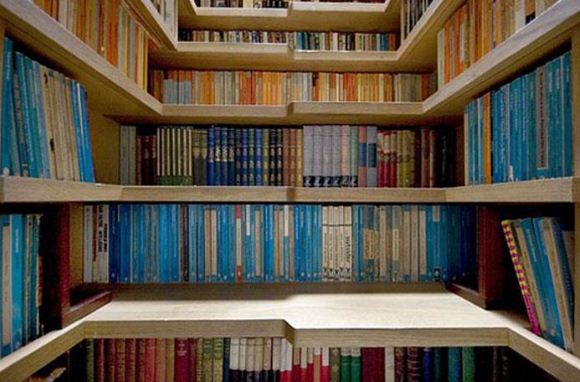 Лестница в роли книжного шкафа 