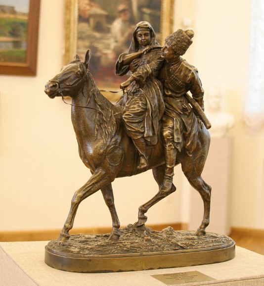 Е. Лансере. Скульптура "Черкес и женщина на лошади".