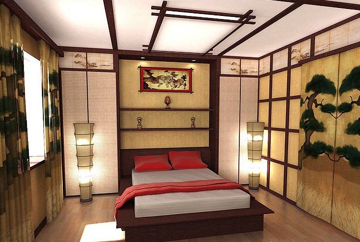 Дизайн спальни в японском стиле - простота и минимализм 