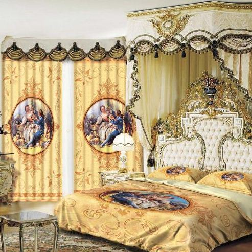 Комплект постельного белья и тюль " Аморе" гармонично смотрятся в интерьере спальни