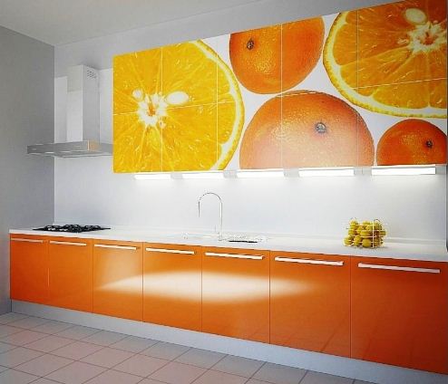 Апельсиновые нотки в оформлении кухни 