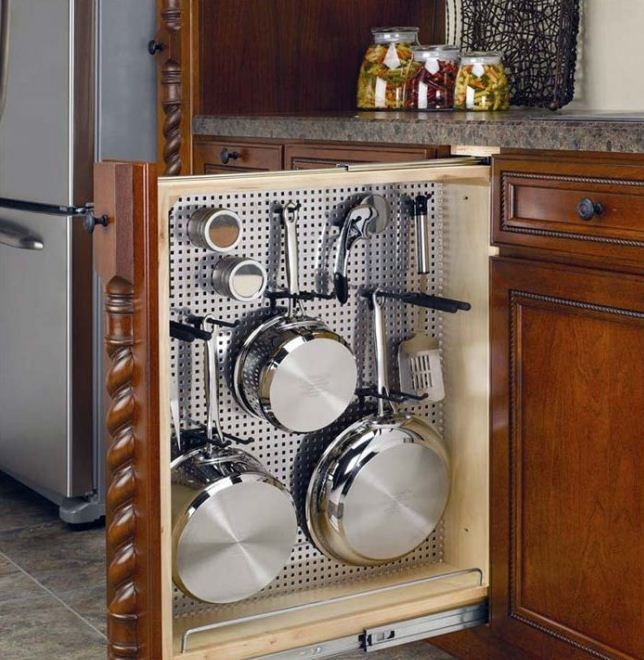 Выдвижной шкаф для кухонной утвари 