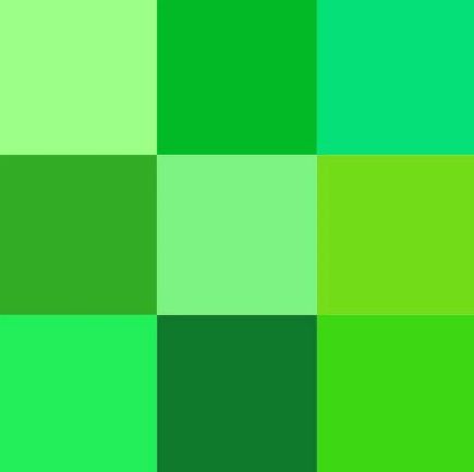 Оттенки зеленого цвета 
