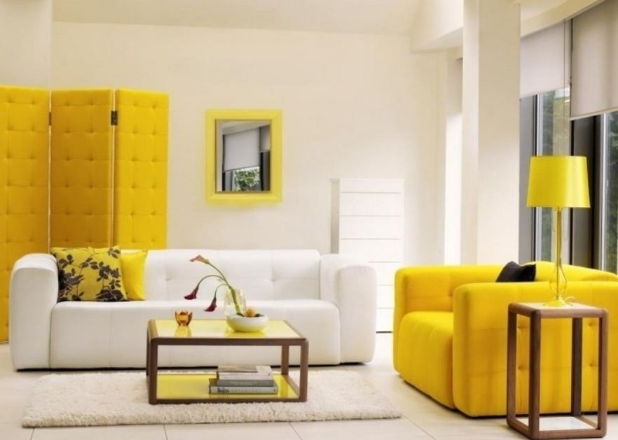 Мебель лимонного цвета в интерьере 