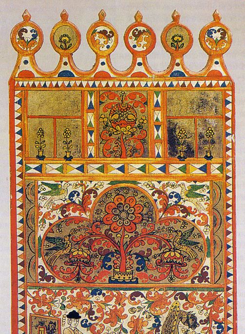 Нижнетоемская роспись ручной прялки ( XIX век)