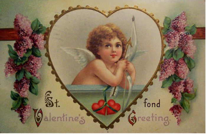 Старинная открытка на День Святого Валентина 